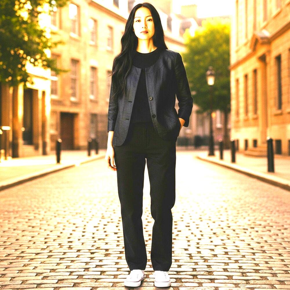 AK ANNE KLEIN 100% Linen Black Scoopneck Blazer - Size 10P - Picture 6 of 6